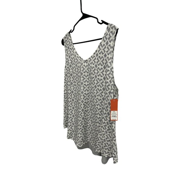 Gilligan & OMalley Gray White Floral Pattern Sleeveless Pajama Top XXL - Picture 3 of 10